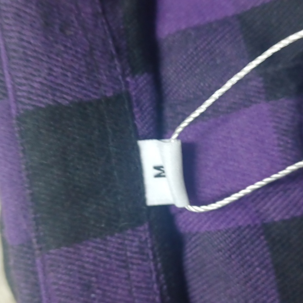 Stylish Purple and Black Plaid Women's Button Down Shirt - Picture 3 of 3